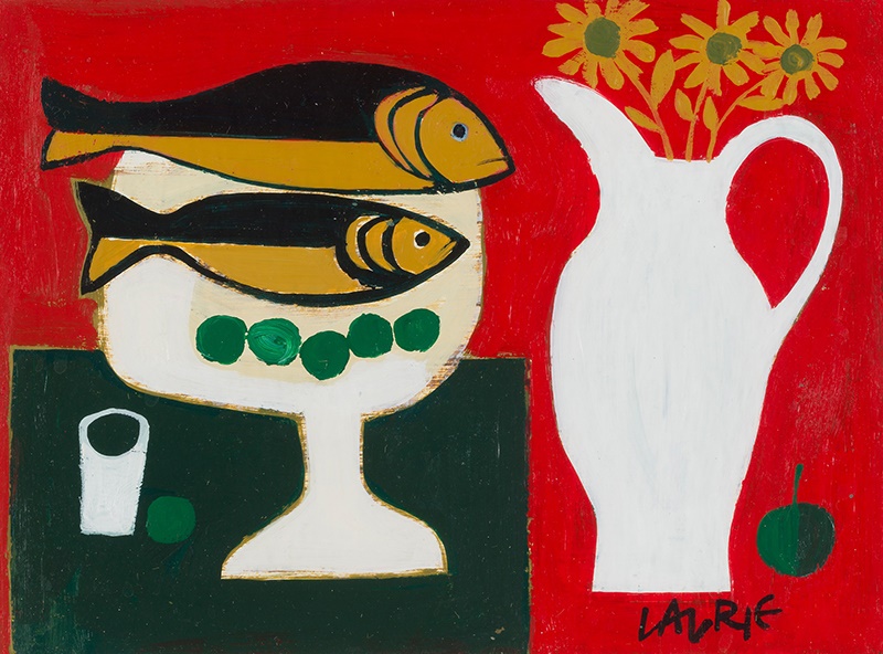 LOT 66 | § SIMON LAURIE R.S.W., R.G.I. (SCOTTISH 1964-) FISH AND WHITE JUG, AND TWO OTHER COMPOSITIONS | £500 - £700 + fees
